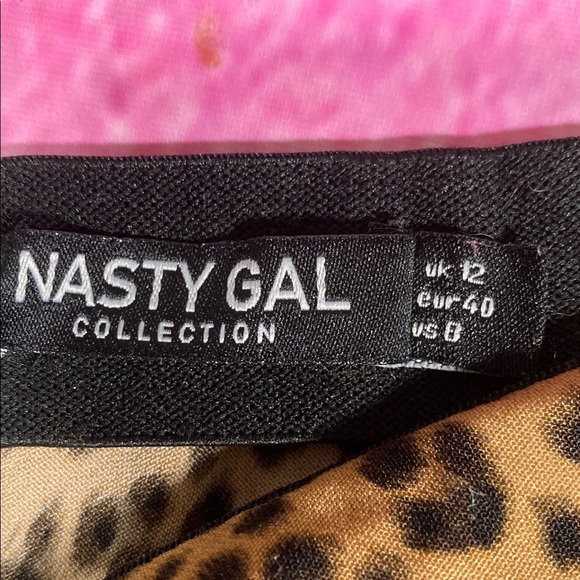 Nasty Gal Leopard Print Slip Midi Skirt Women’s Size 8 Brown Animal Satin A-Line - Picture 2 of 8